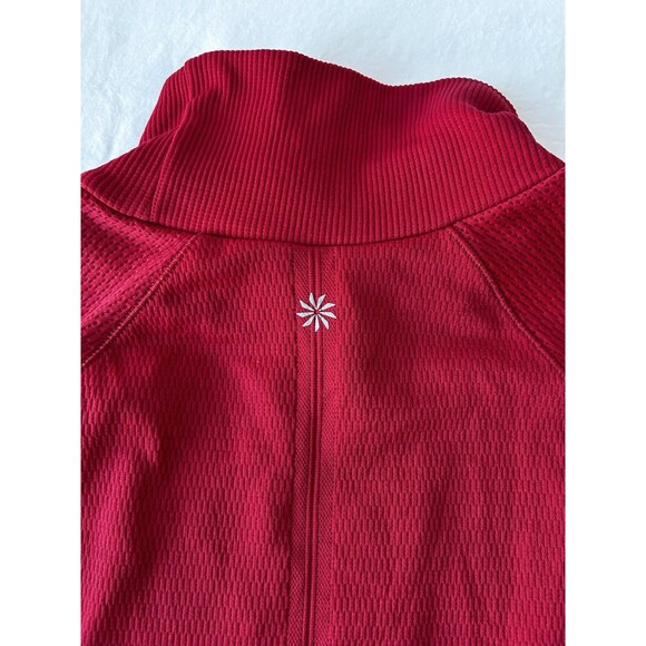 ATHLETA Turtleneck Red Striped Flurry Base Layer Running Thumbholes Size Med. - Picture 6 of 7